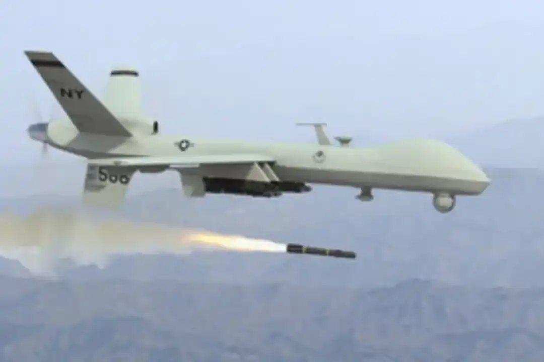 A damaged house in Pakistan's Khyber Pakhtunkhwa province, showing debris from a suspected drone attack.
