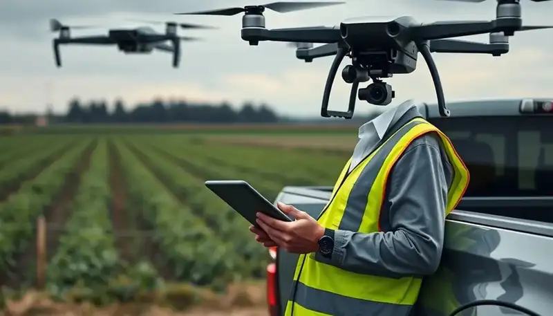 Drone pilot operating an enterprise uncrewed aerial vehicle outdoors